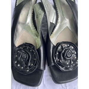Ros Hommerson Women's Dressy Black Open Toe Strappy Sandals, Wedge Heel,‎ 7M